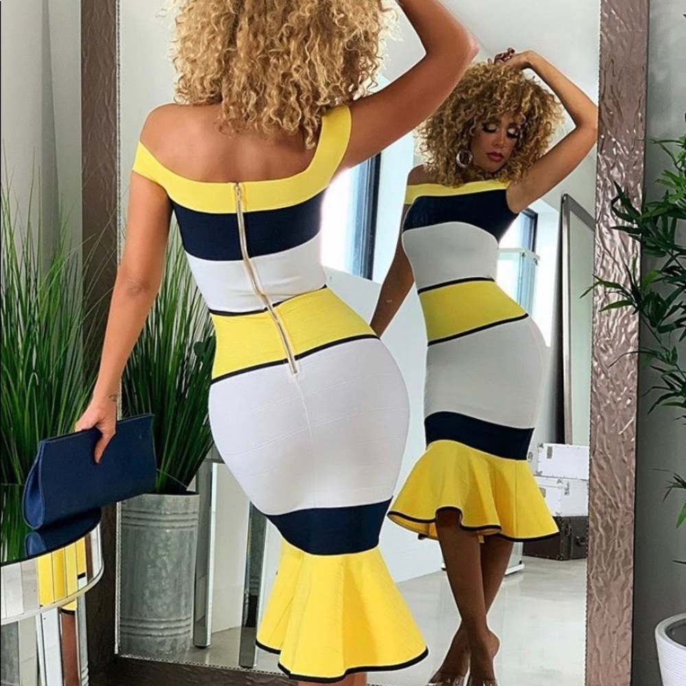 Yellow Color Block Dress